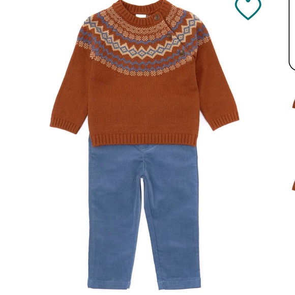 Edgehill Collection  Long Sleeve Round Neck Sweater & Pull-On Pants Set - Picture 1 of 14